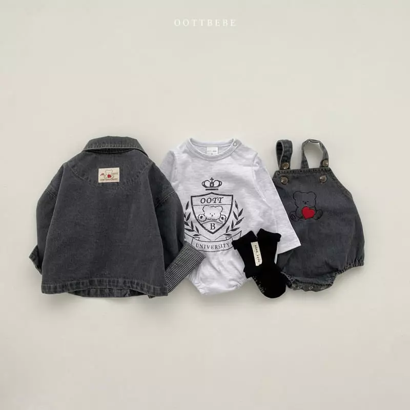Oott Bebe - Korean Baby Fashion - #babyootd - Love Denim Teddy Bodysuit - 9