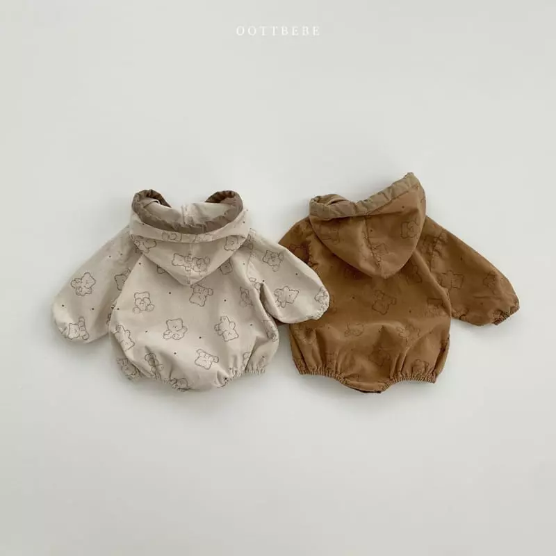 Oott Bebe - Korean Baby Fashion - #babyoutfit - Bread Bear Hoody Bodysuit - 3