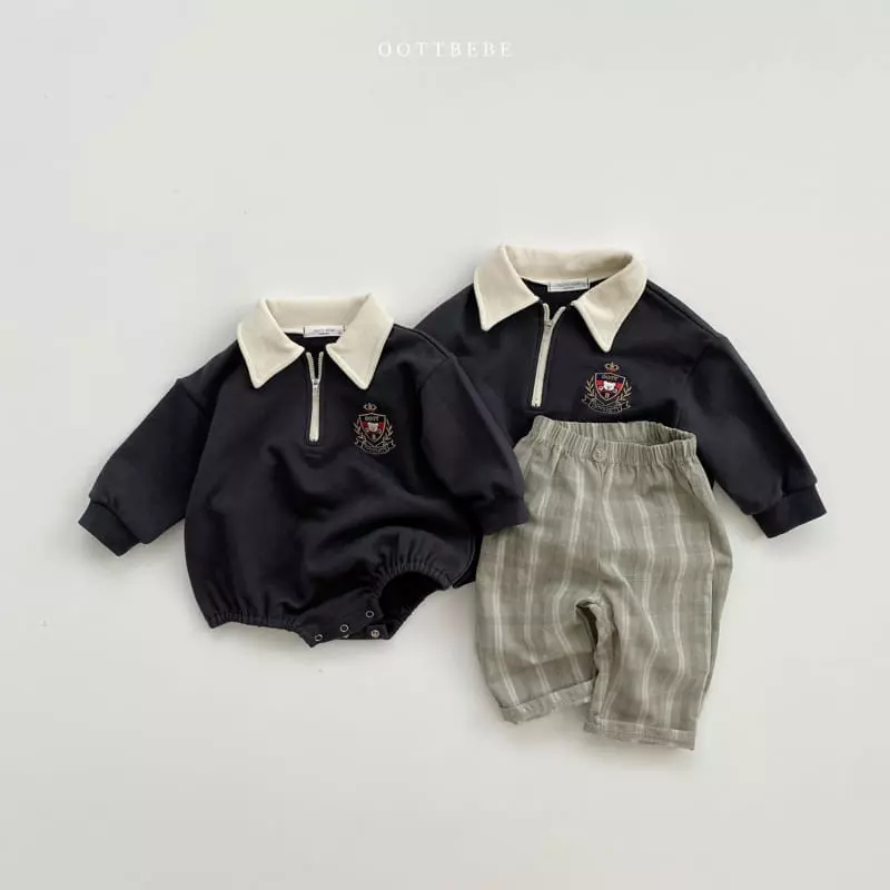 Oott Bebe - Korean Baby Fashion - #babyoutfit - Harvard Collar Bodysuit - 10