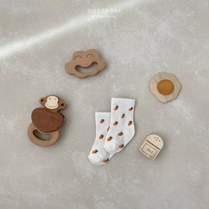 Oott Bebe - Korean Baby Fashion - #babyoutfit - Newborn Baby Socks Pattern (Dot+Carrot+Bear) - 5