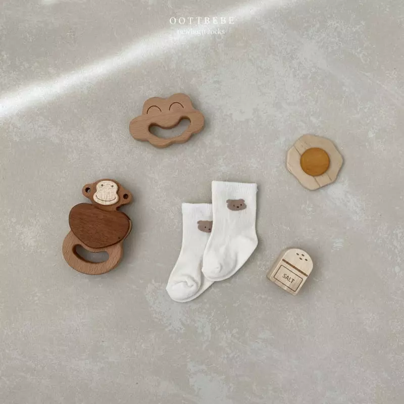 Oott Bebe - Korean Baby Fashion - #babyoutfit - Newborn Baby Socks Pattern (Dot+Carrot+Bear) - 6