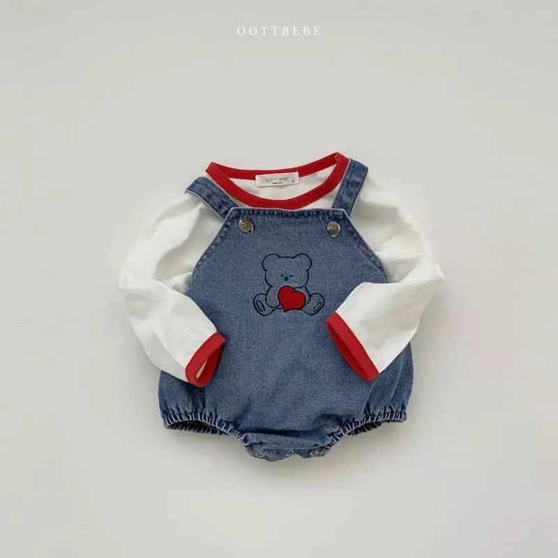 Oott Bebe - Korean Baby Fashion - #babywear - Love Denim Teddy Bodysuit - 12