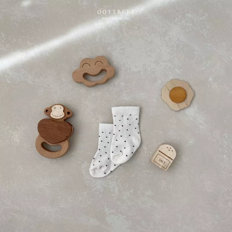 Oott Bebe - Korean Baby Fashion - #onlinebabyboutique - Newborn Baby Socks Basic (Cream+Ivory) - 7
