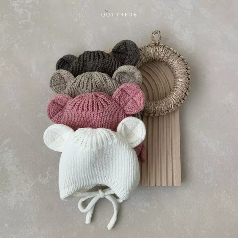 Oott Bebe - Korean Baby Fashion - #onlinebabyshop - Teddy Line Bonnet