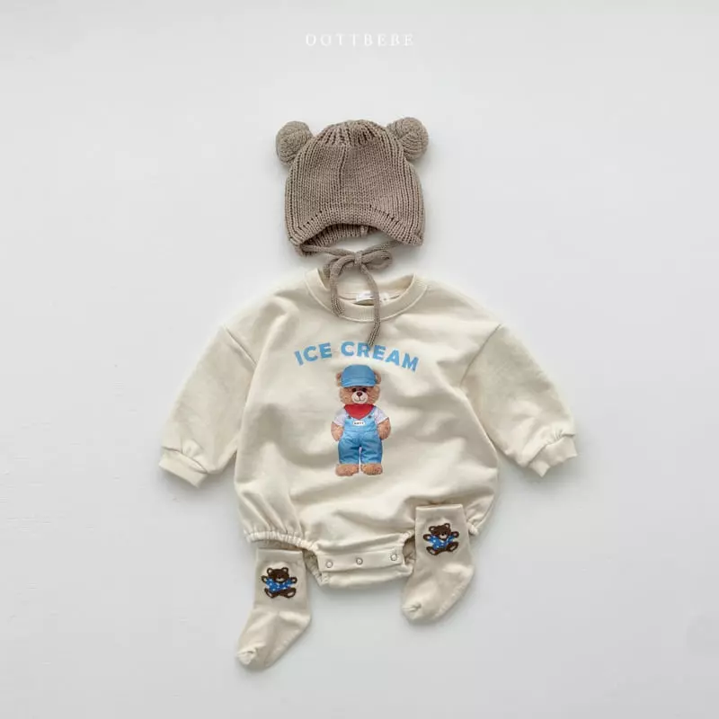 Oott Bebe - Korean Baby Fashion - #onlinebabyshop - Ice Cream Bear Bodysuit - 3