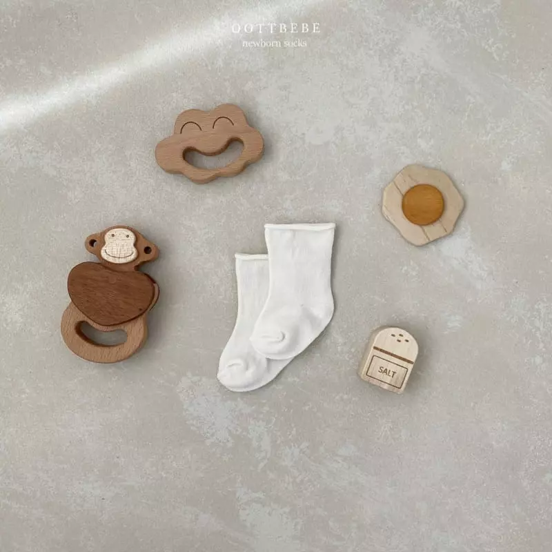 Oott Bebe - Korean Baby Fashion - #onlinebabyshop - Newborn Baby Socks Basic (Cream+Ivory) - 8