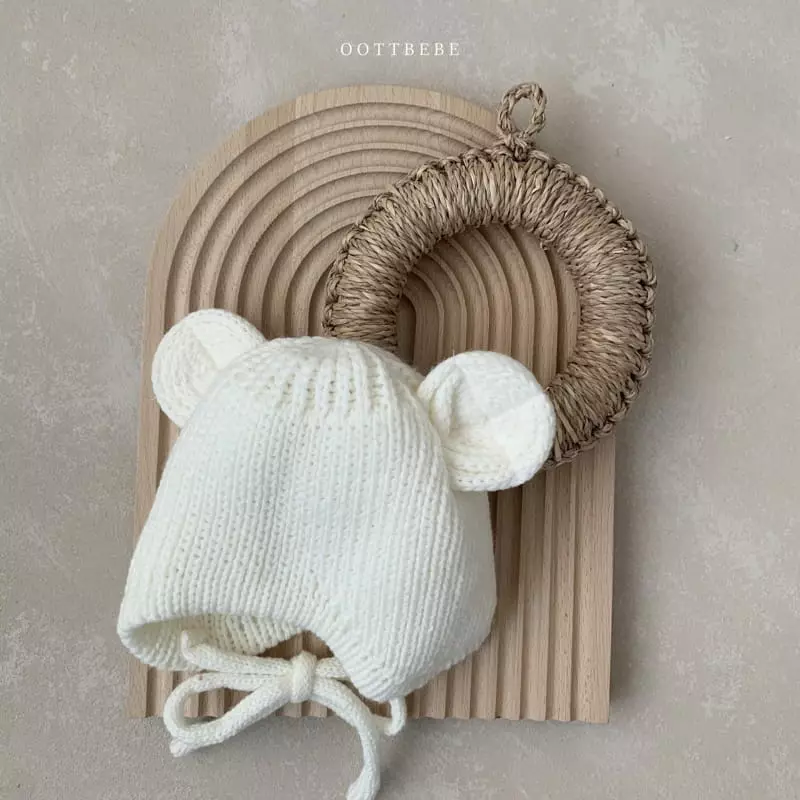 Oott Bebe - Korean Baby Fashion - #smilingbaby - Teddy Line Bonnet - 2
