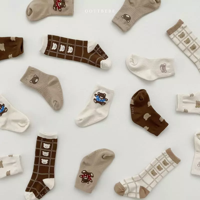 Oott Bebe - Korean Baby Fashion - #smilingbaby - Love Bear Socks - 6