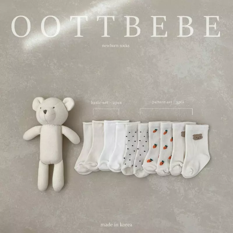 Oott Bebe - Korean Baby Fashion - #smilingbaby - Newborn Baby Socks Pattern (Dot+Carrot+Bear) - 10