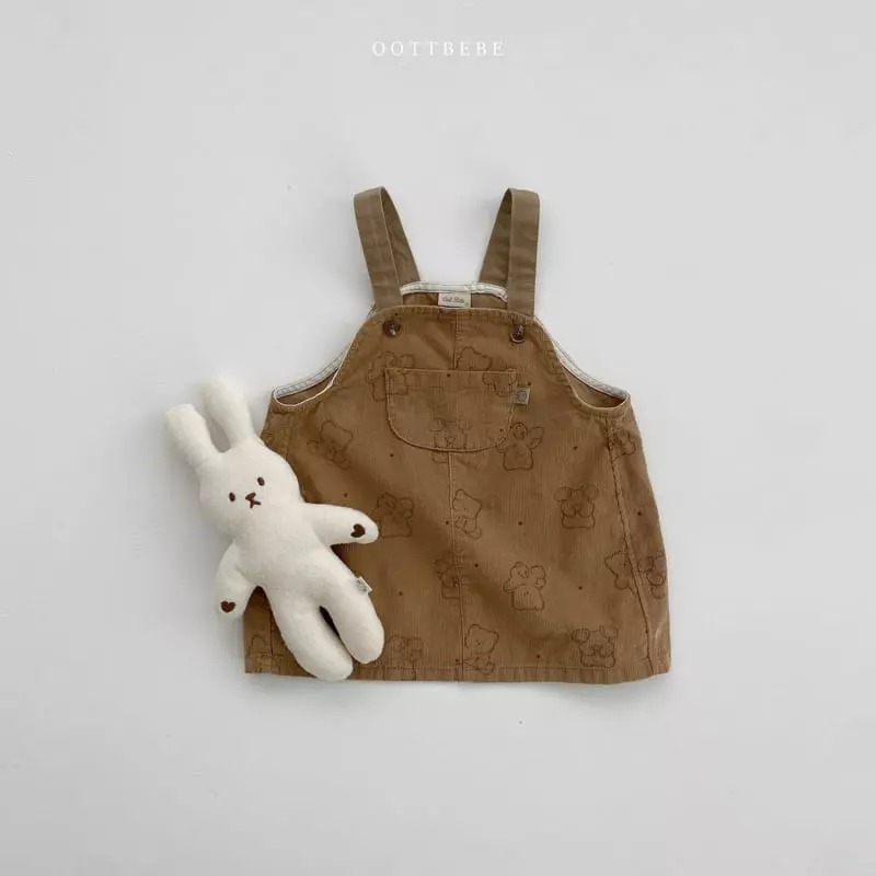 Oott Bebe - Korean Children Fashion - #Kfashion4kids - Bread Bear Dungarees One-piece - 2