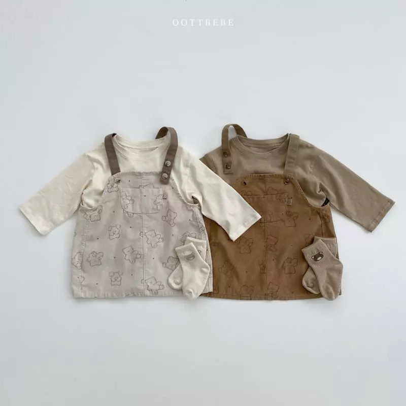 Oott Bebe - Korean Children Fashion - #childofig - Bread Bear Dungarees One-piece - 8