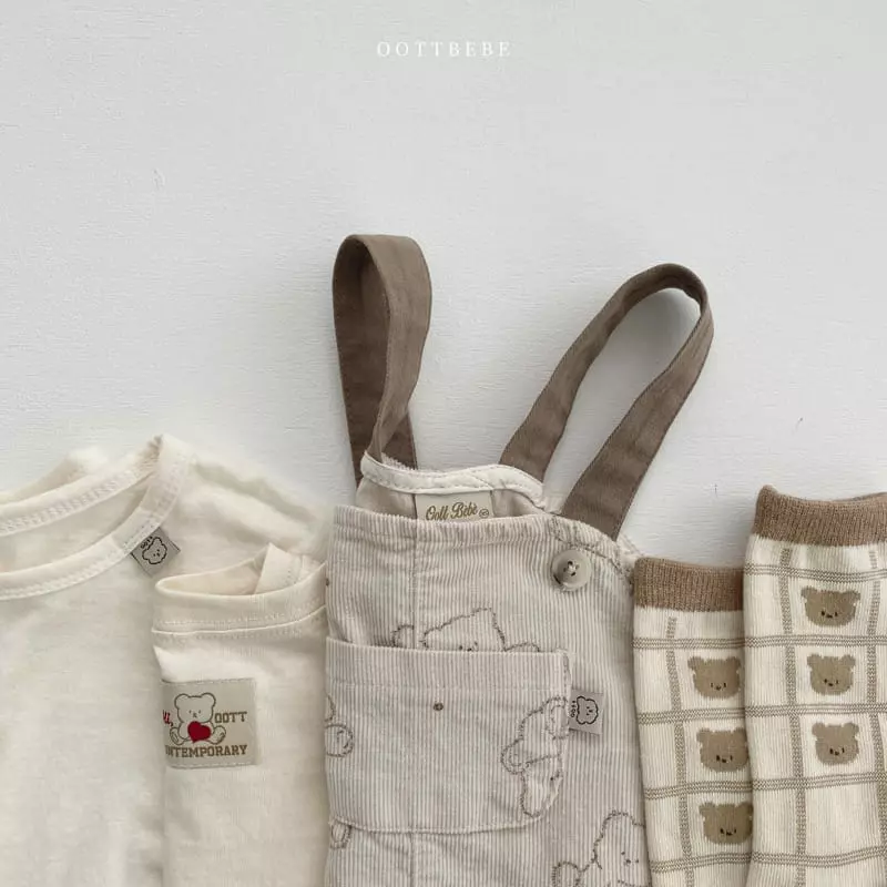 Oott Bebe - Korean Children Fashion - #childrensboutique - Bread Bear Dungarees One-piece - 9