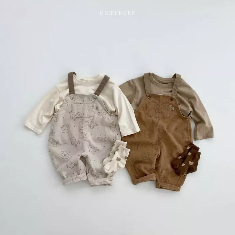 Oott Bebe - Korean Children Fashion - #childrensboutique - Bread Bear Overalls - 8