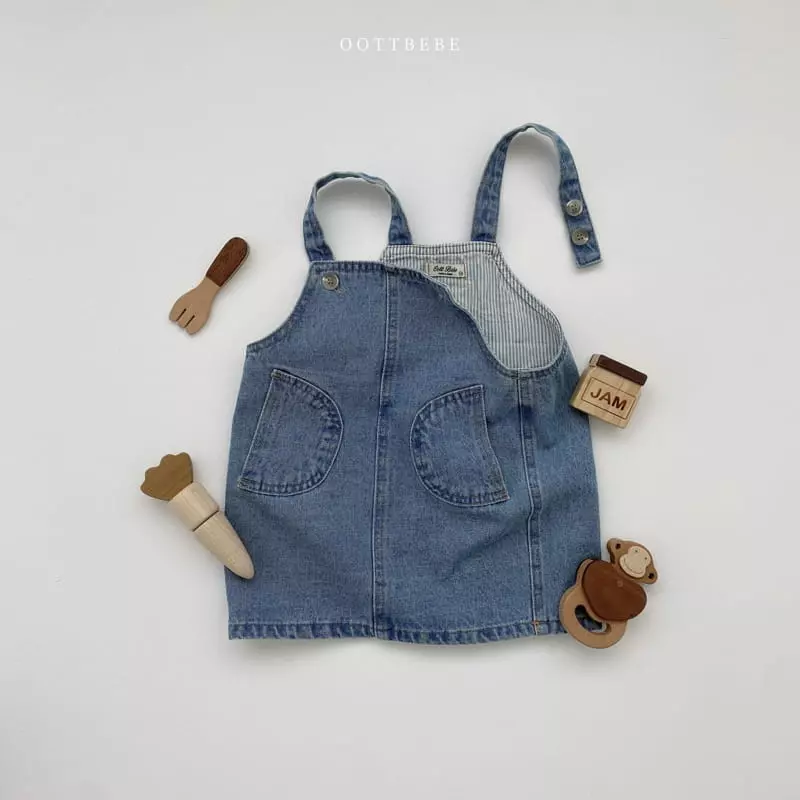 Oott Bebe - Korean Children Fashion - #discoveringself - Love Denim One-piece