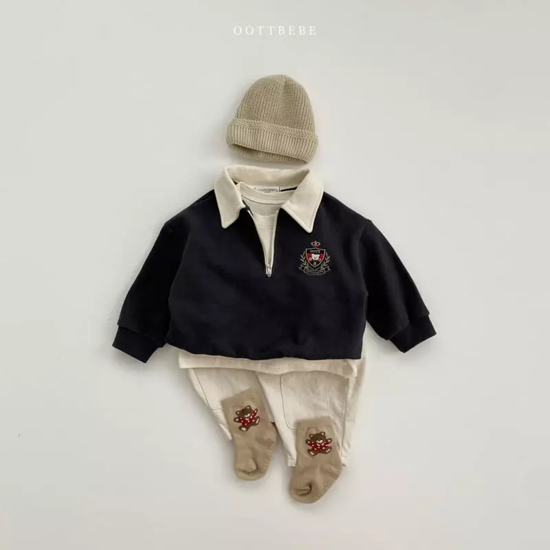 Oott Bebe - Korean Children Fashion - #discoveringself - Harvard Collar Sweatshirt - 5