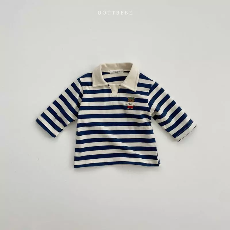Oott Bebe - Korean Children Fashion - #discoveringself - Sporty Bear Collar Tee - 2