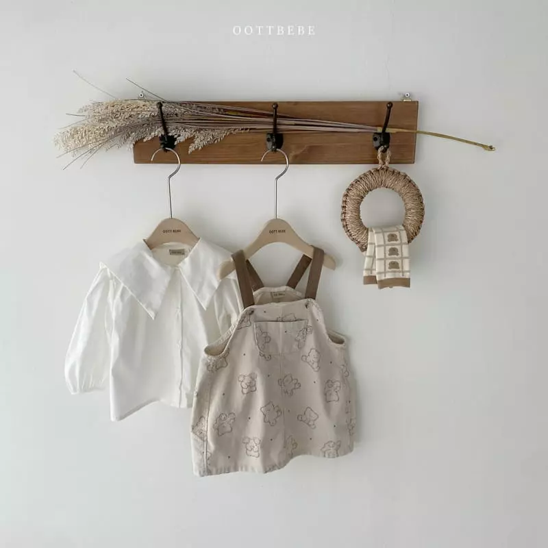 Oott Bebe - Korean Children Fashion - #fashionkids - Bread Bear Dungarees One-piece - 12