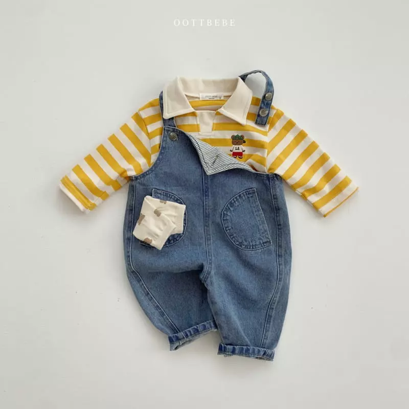 Oott Bebe - Korean Children Fashion - #fashionkids - Sporty Bear Collar Tee - 3