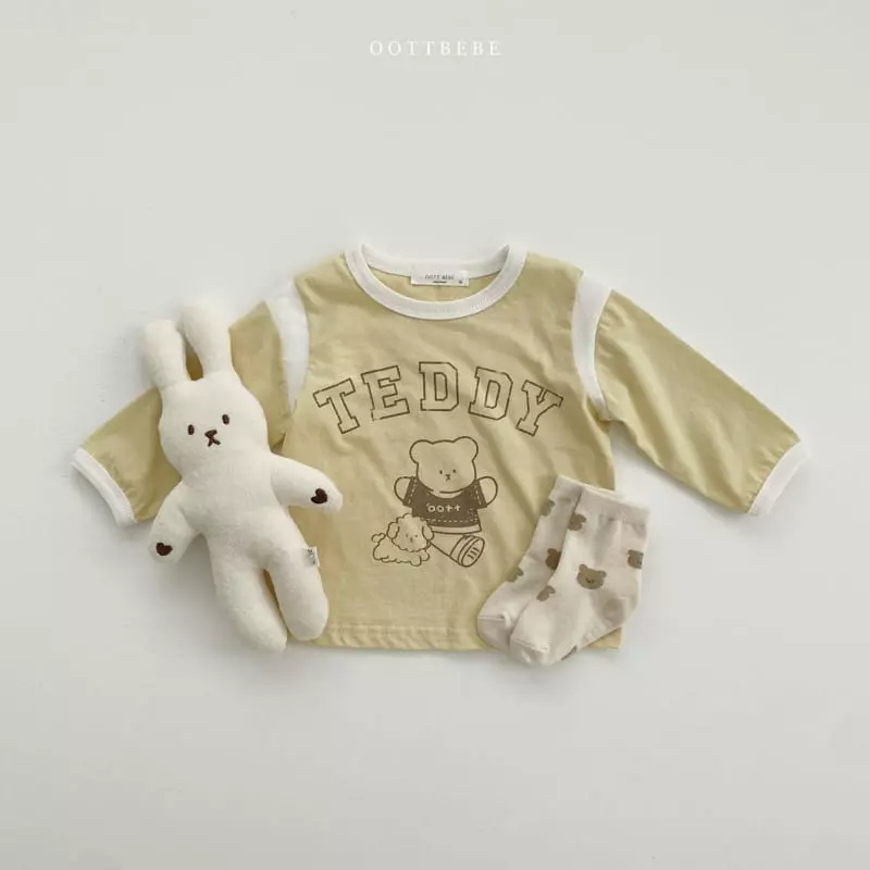 Oott Bebe - Korean Children Fashion - #fashionkids - Celine Bear Slit Tee