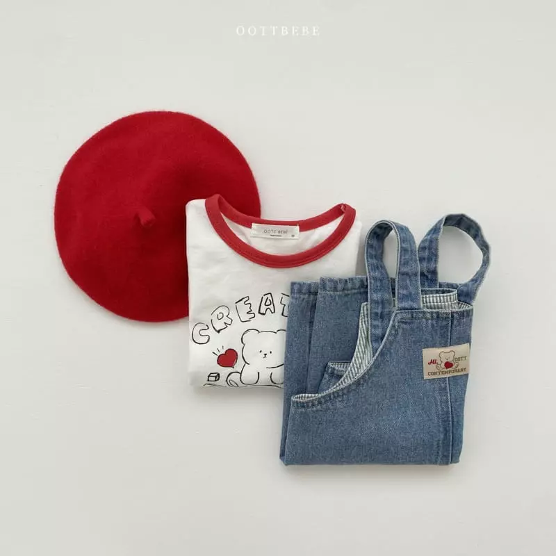 Oott Bebe - Korean Children Fashion - #kidsshorts - Love Denim One-piece - 3