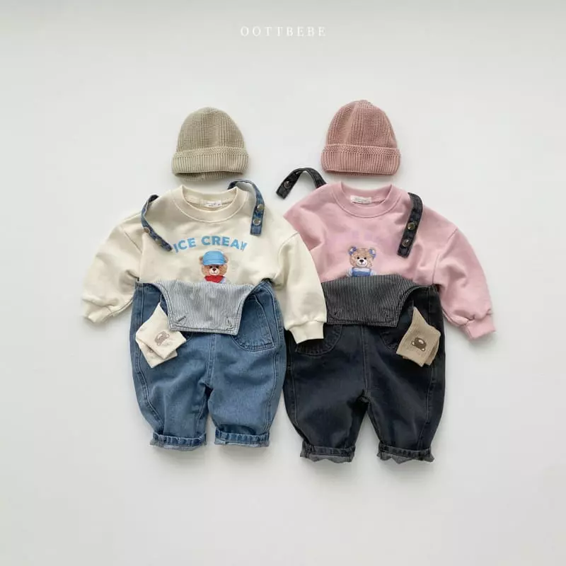 Oott Bebe - Korean Children Fashion - #kidsshorts - Ice Cream Bear Sweatshirt - 12
