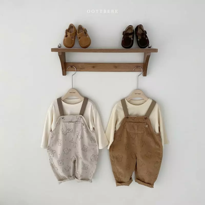 Oott Bebe - Korean Children Fashion - #kidsshorts - Bread Bear Overalls - 12