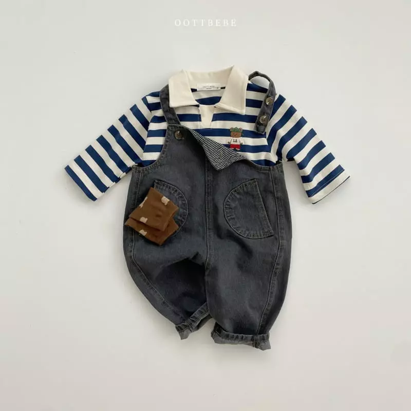 Oott Bebe - Korean Children Fashion - #fashionkids - Sporty Bear Collar Tee - 4