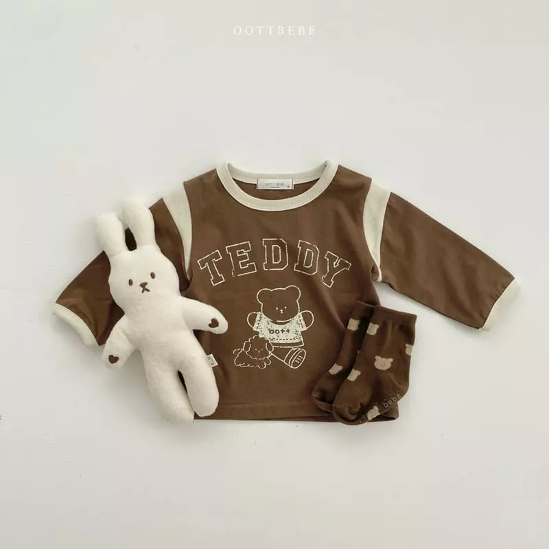 Oott Bebe - Korean Children Fashion - #kidsshorts - Celine Bear Slit Tee - 2