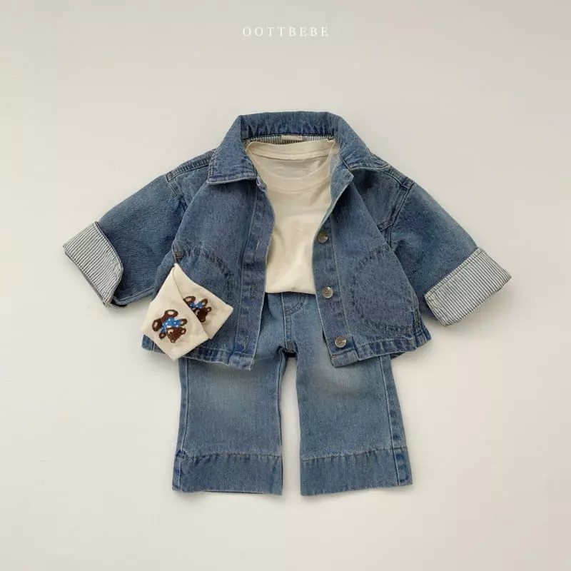 Oott Bebe - Korean Children Fashion - #kidsstore - Love Denim Bootscut Pants - 5