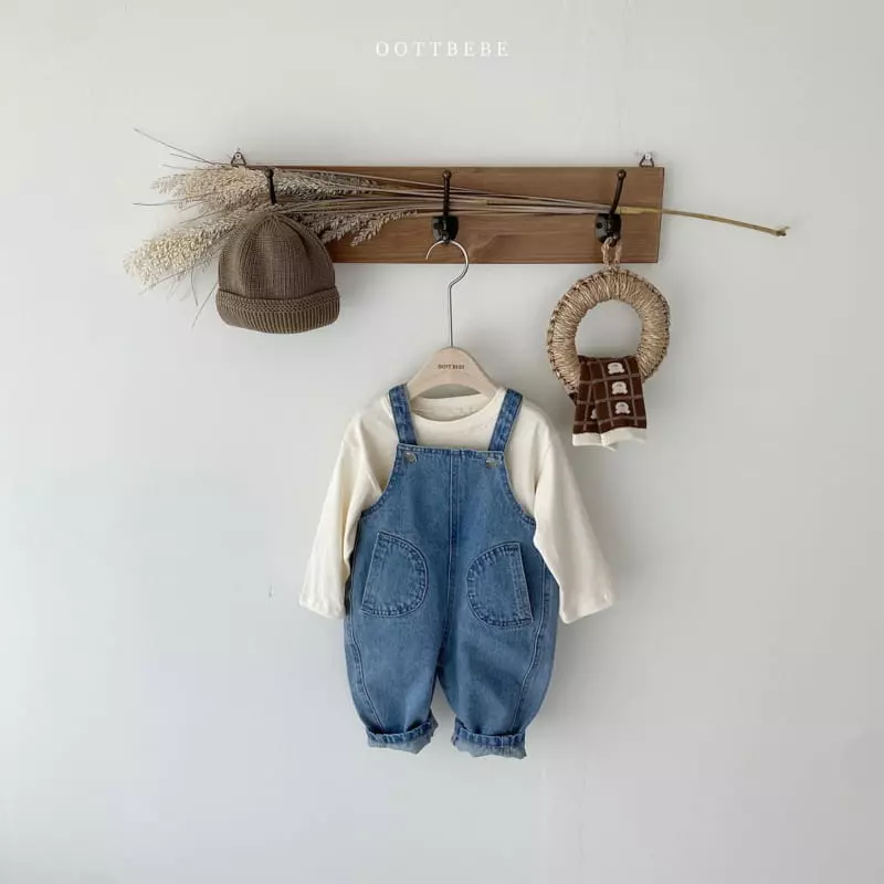 Oott Bebe - Korean Children Fashion - #kidsstore - Love Denim Overalls Pants - 3