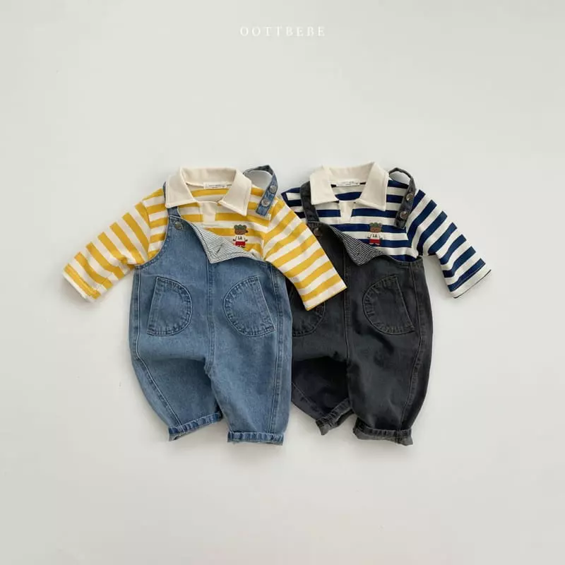 Oott Bebe - Korean Children Fashion - #kidsstore - Sporty Bear Collar Tee - 5