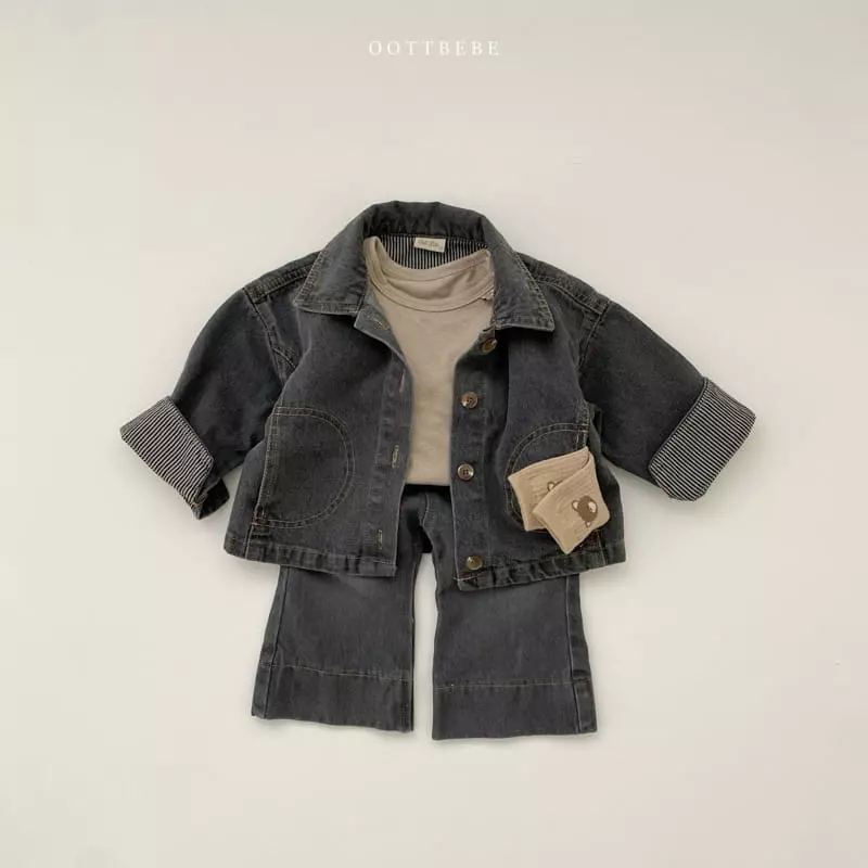 Oott Bebe - Korean Children Fashion - #kidzfashiontrend - Love Denim Bootscut Pants - 6