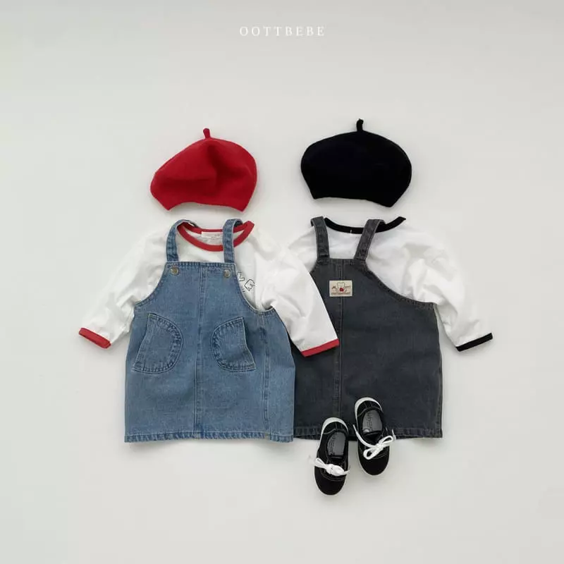 Oott Bebe - Korean Children Fashion - #kidzfashiontrend - Love Denim One-piece - 5