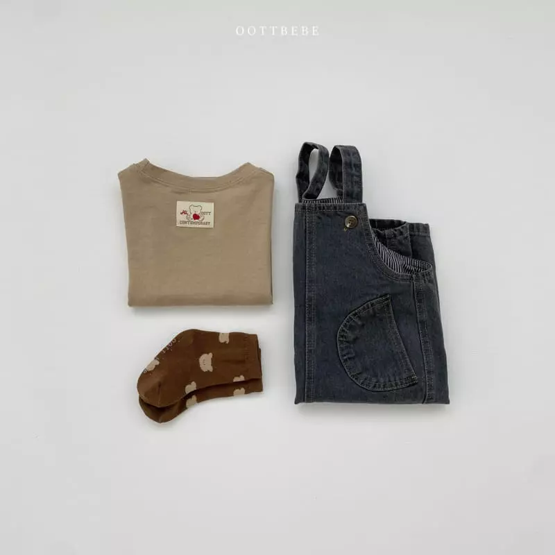 Oott Bebe - Korean Children Fashion - #littlefashionista - Love Denim Overalls Pants - 6