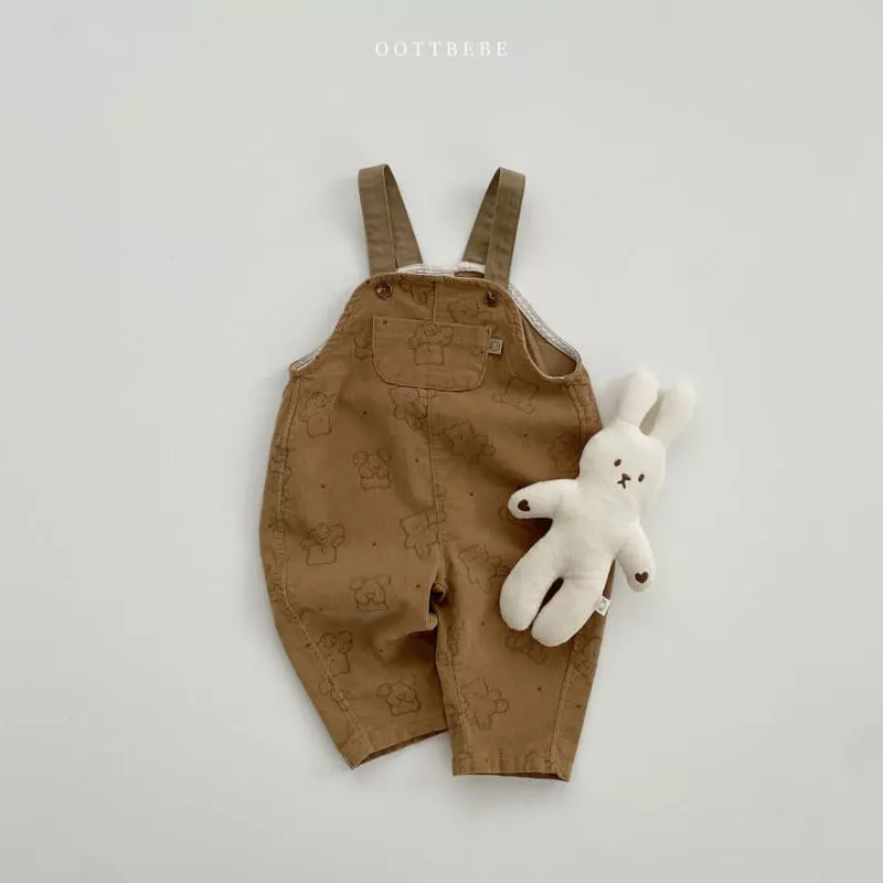 Oott Bebe - Korean Children Fashion - #littlefashionista - Bread Bear Overalls - 2