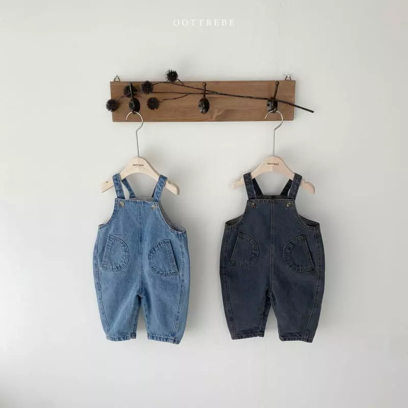 Oott Bebe - Korean Children Fashion - #magicofchildhood - Love Denim Overalls Pants - 7