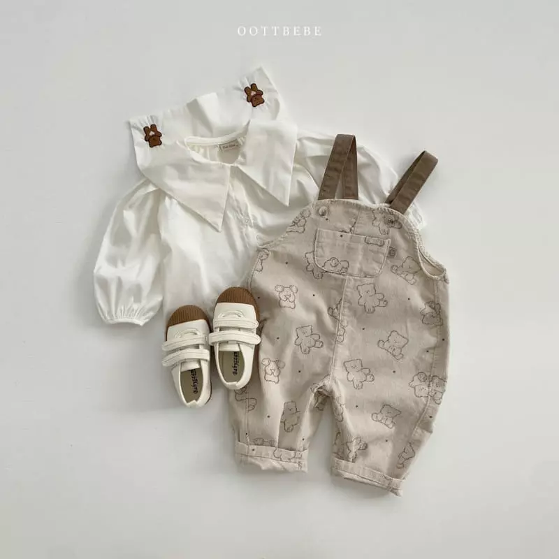 Oott Bebe - Korean Children Fashion - #magicofchildhood - Bread Bear Overalls - 3