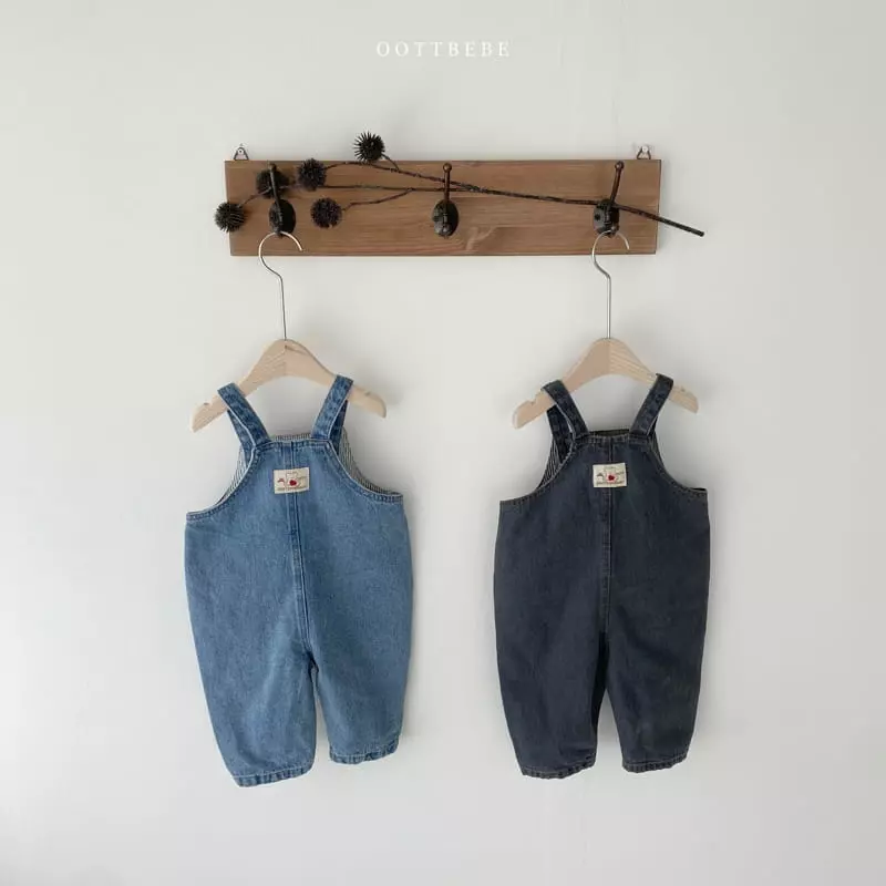 Oott Bebe - Korean Children Fashion - #minifashionista - Love Denim Overalls Pants - 8