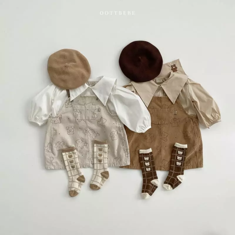 Oott Bebe - Korean Children Fashion - #minifashionista - Bread Bear Dungarees One-piece - 5