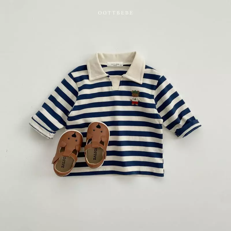 Oott Bebe - Korean Children Fashion - #minifashionista - Sporty Bear Collar Tee - 10
