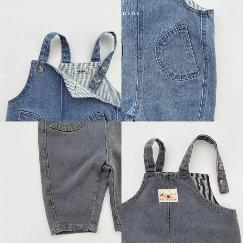 Oott Bebe - Korean Children Fashion - #prettylittlegirls - Love Denim Overalls Pants - 9