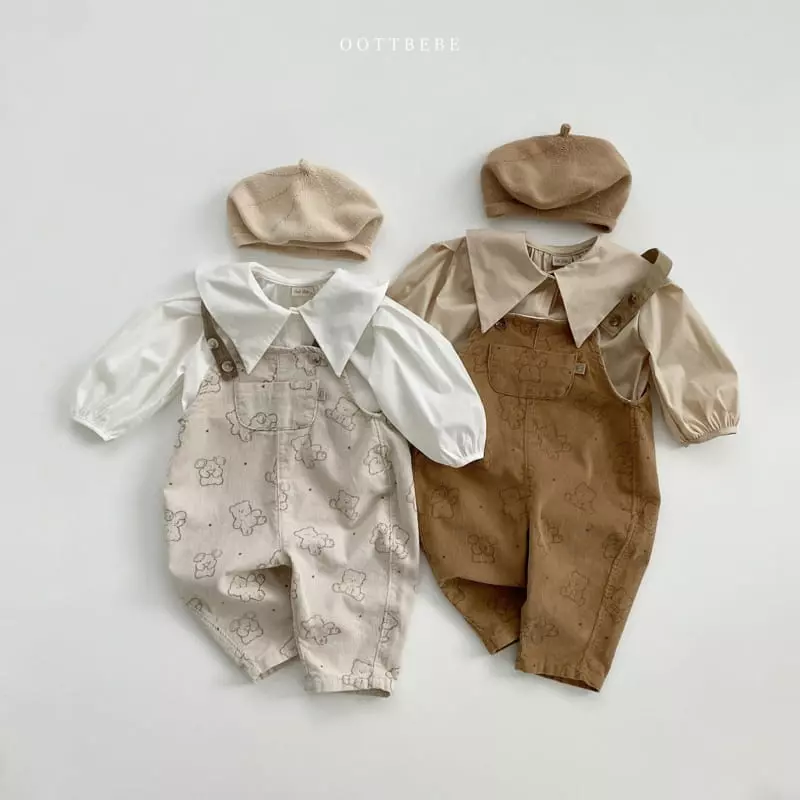 Oott Bebe - Korean Children Fashion - #prettylittlegirls - Bread Bear Overalls - 5