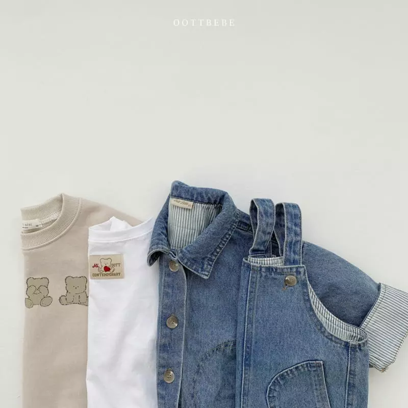 Oott Bebe - Korean Children Fashion - #stylishchildhood - Love Denim Overalls Pants - 12