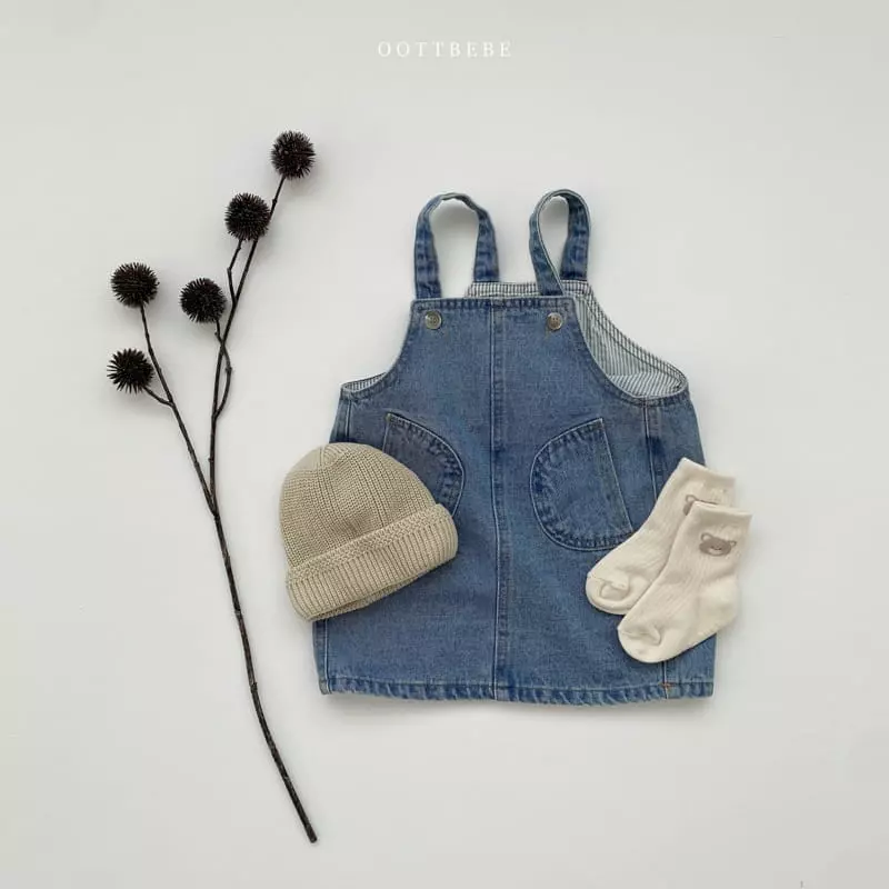 Oott Bebe - Korean Children Fashion - #todddlerfashion - Love Denim One-piece - 11