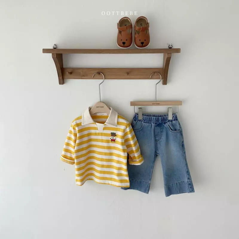 Oott Bebe - Korean Children Fashion - #todddlerfashion - Sporty Bear Collar Tee - 12