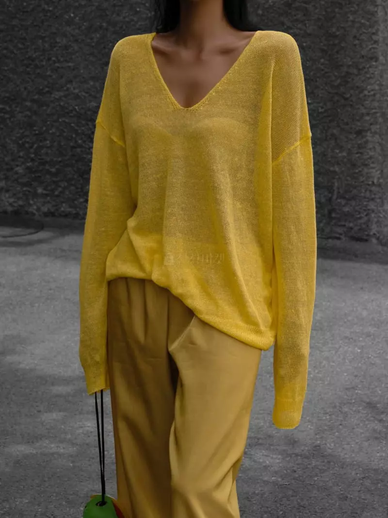 Paper Moon - Korean Women Fashion - #momslook - Summer V Neck Knit - 11