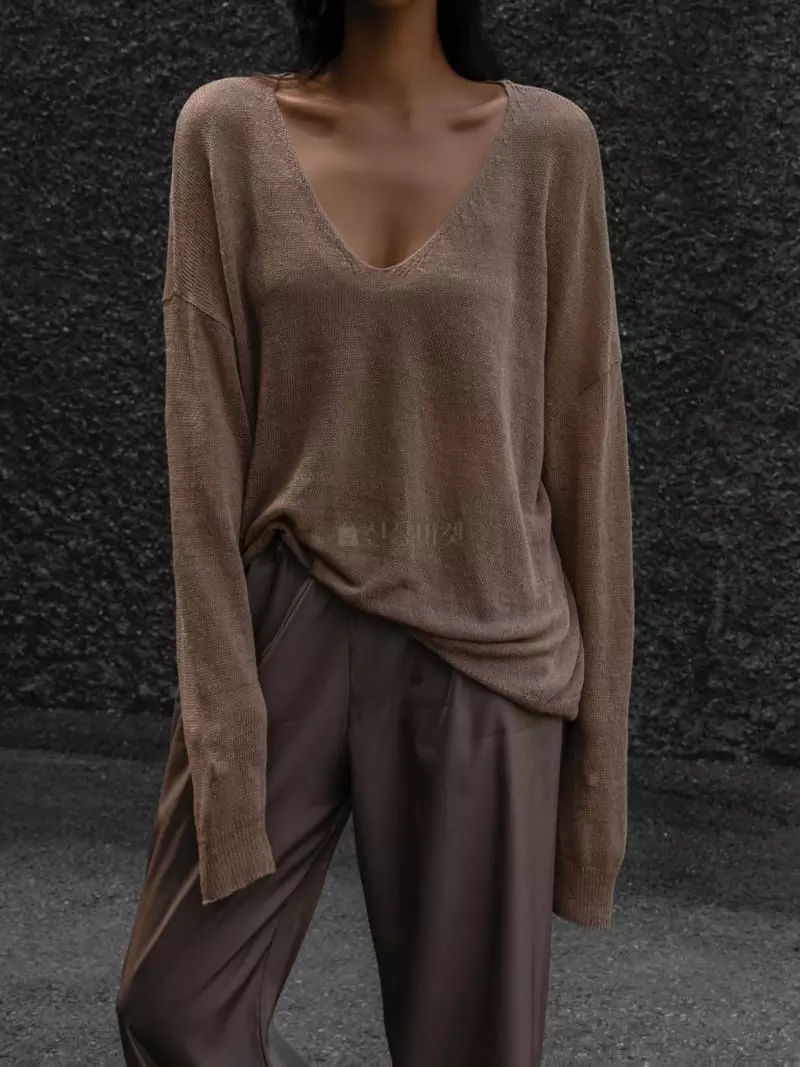 Paper Moon - Korean Women Fashion - #momslook - Summer V Neck Knit - 5
