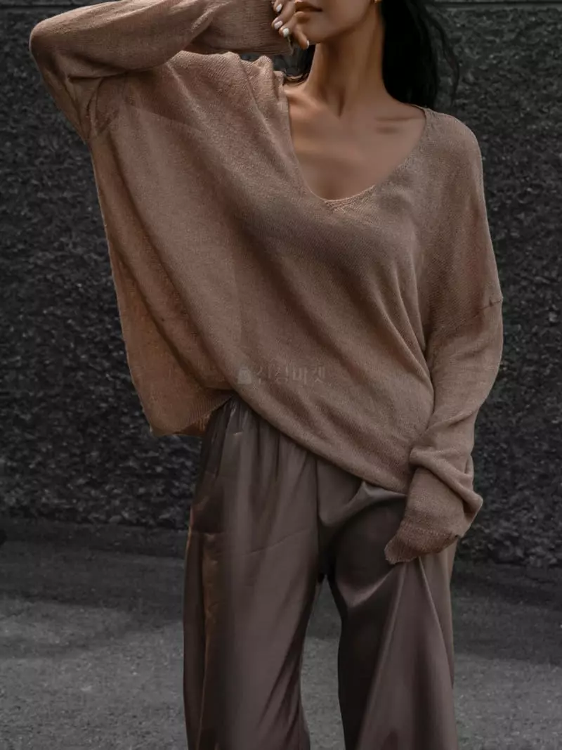Paper Moon - Korean Women Fashion - #momslook - Summer V Neck Knit - 7