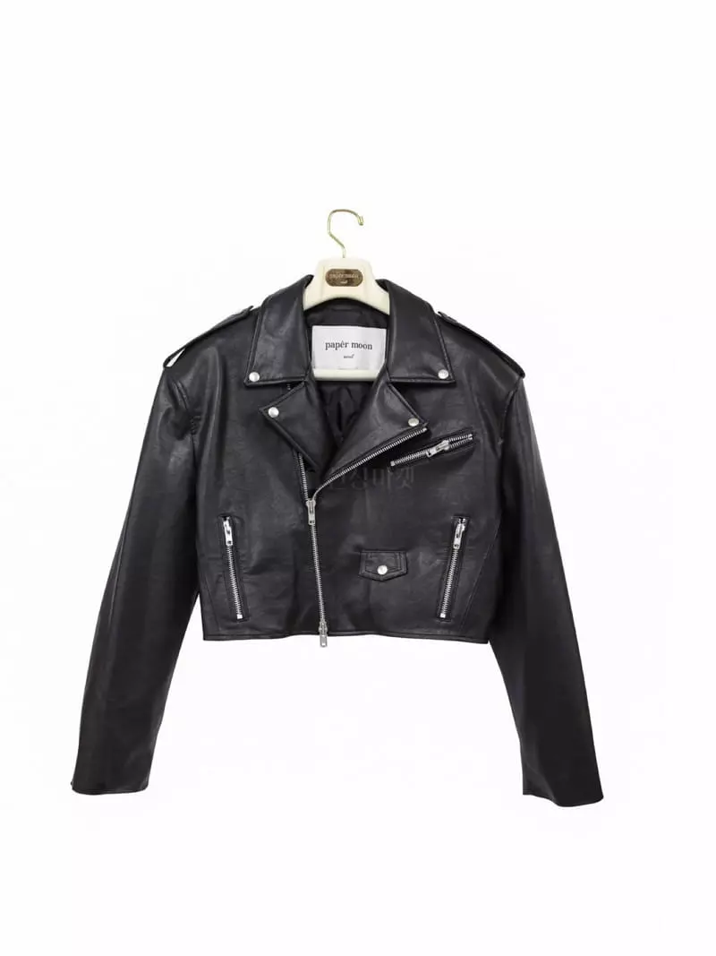 Paper Moon - Korean Women Fashion - #momslook - Leather Biker Jacket - 2