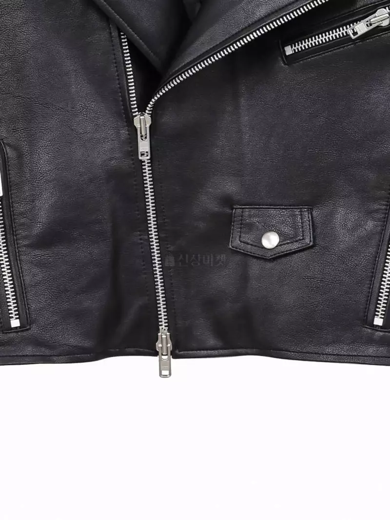 Paper Moon - Korean Women Fashion - #momslook - Leather Biker Jacket - 8